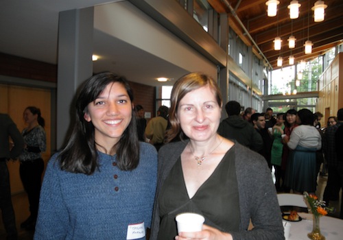 Curator Andrea MCarty with senior and Archives worker Taylor Morales.